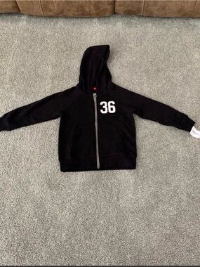 Carter's Black Zip Hoodie with White "36" Graphic